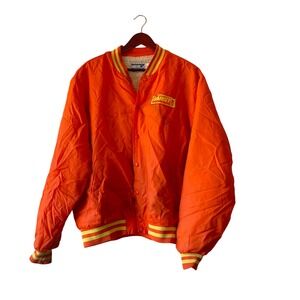 Vintage 70s/80s Swingster Orange Jacket XL Sherpa Lined Snap Front Bomber Style‎